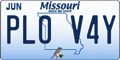 MO license plate PL0V4Y