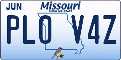 MO license plate PL0V4Z