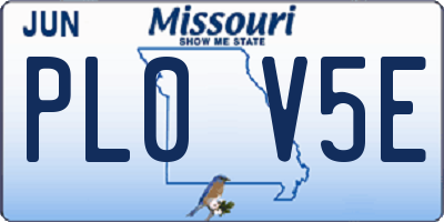 MO license plate PL0V5E