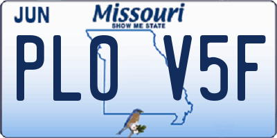 MO license plate PL0V5F