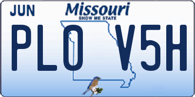 MO license plate PL0V5H
