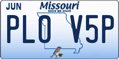 MO license plate PL0V5P