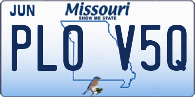 MO license plate PL0V5Q