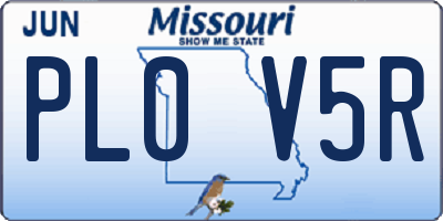 MO license plate PL0V5R