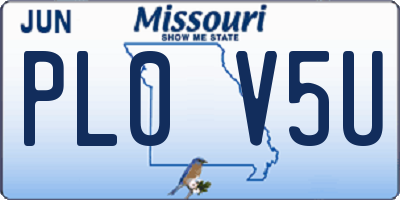 MO license plate PL0V5U