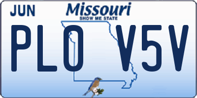 MO license plate PL0V5V