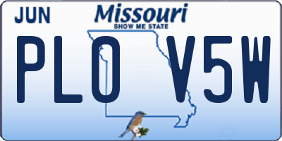 MO license plate PL0V5W