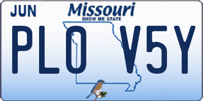 MO license plate PL0V5Y