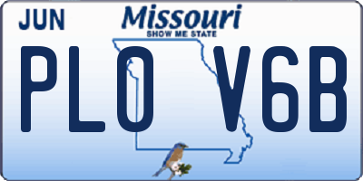 MO license plate PL0V6B