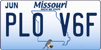 MO license plate PL0V6F