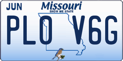 MO license plate PL0V6G