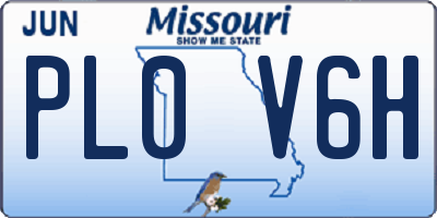 MO license plate PL0V6H