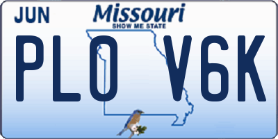 MO license plate PL0V6K
