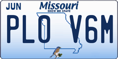 MO license plate PL0V6M