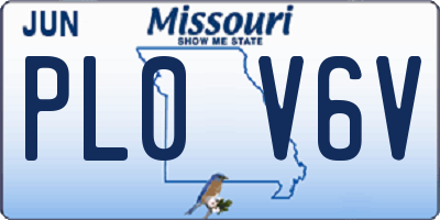 MO license plate PL0V6V