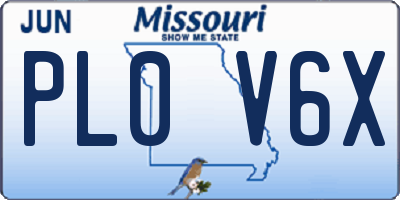 MO license plate PL0V6X