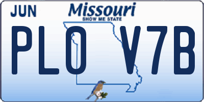MO license plate PL0V7B