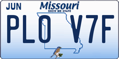 MO license plate PL0V7F