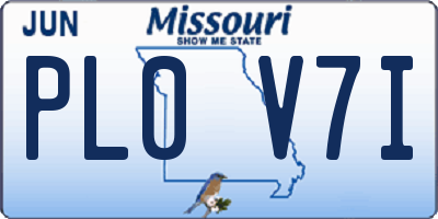 MO license plate PL0V7I