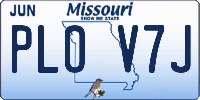MO license plate PL0V7J