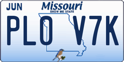 MO license plate PL0V7K