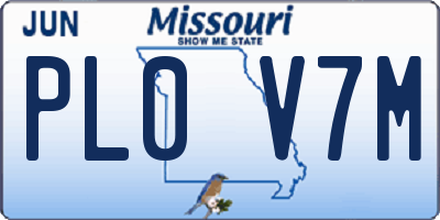 MO license plate PL0V7M