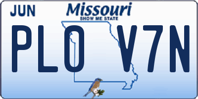 MO license plate PL0V7N