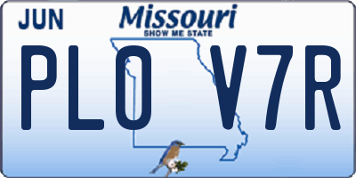MO license plate PL0V7R