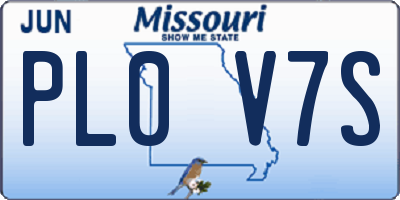 MO license plate PL0V7S