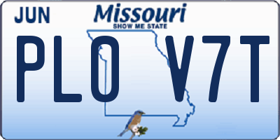 MO license plate PL0V7T