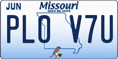 MO license plate PL0V7U