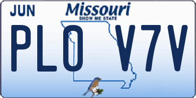 MO license plate PL0V7V