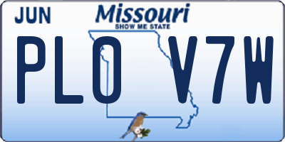 MO license plate PL0V7W