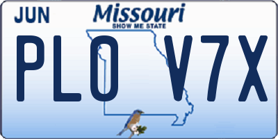 MO license plate PL0V7X