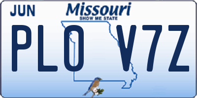 MO license plate PL0V7Z