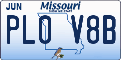 MO license plate PL0V8B