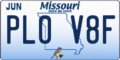MO license plate PL0V8F
