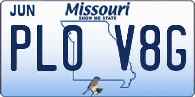 MO license plate PL0V8G