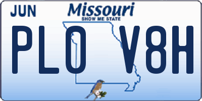 MO license plate PL0V8H