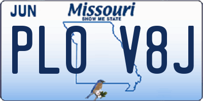 MO license plate PL0V8J