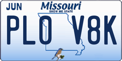 MO license plate PL0V8K