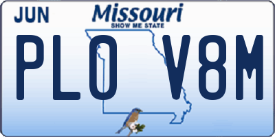 MO license plate PL0V8M