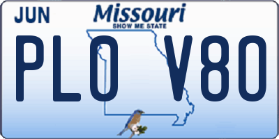 MO license plate PL0V8O