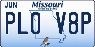 MO license plate PL0V8P