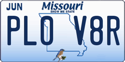 MO license plate PL0V8R