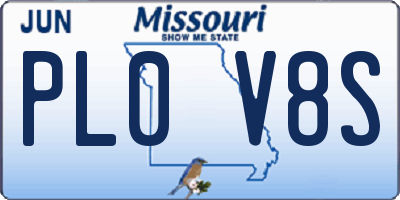 MO license plate PL0V8S