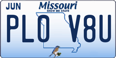 MO license plate PL0V8U