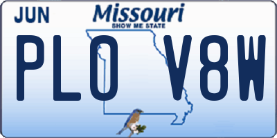 MO license plate PL0V8W