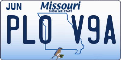 MO license plate PL0V9A