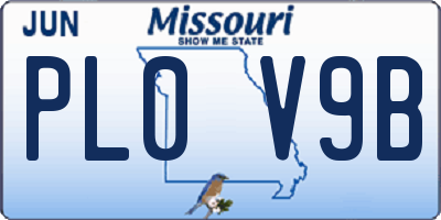 MO license plate PL0V9B